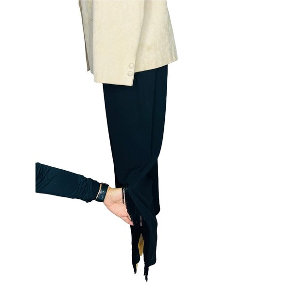 Cartise Vintage 70s Fringe Wide Leg Pants Black RARE - Picture 3 of 12